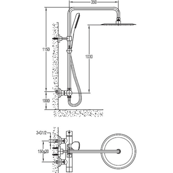 Душевая стойка с термостатом Cezares SIESTA-F-CD-T-01 - фото 2