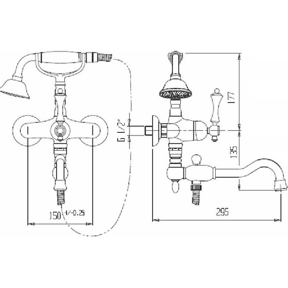Смеситель для ванны Cezares GIUBILEO-VDFM2-01 - фото 2
