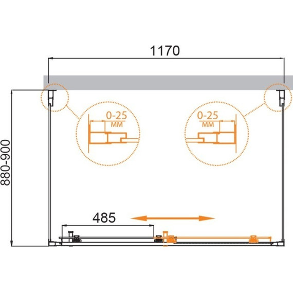 Душевое ограждение Cezares 120х90 см MOLVENO-AH-12-120/90-P-Cr, хром/матовое - фото 5