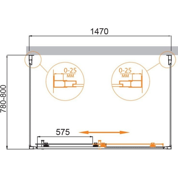 Душевое ограждение Cezares 150х80 см MOLVENO-AH-12-150/80-C-Cr-IV, хром/прозрачное - фото 2
