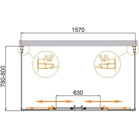 Душевое ограждение Cezares 160х80 см MOLVENO-AH-22-160/80-C-Cr-IV, хром/прозрачное - фото 2