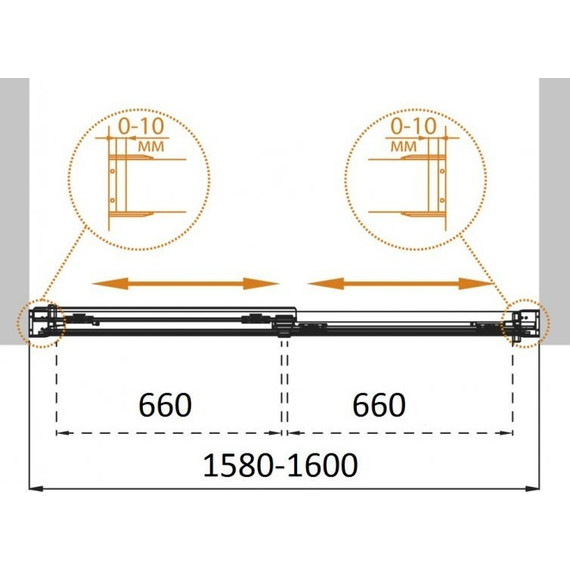 Шторка для ванны Cezares 160 см TANDEM-SOFT-VF-2-160/145-C-Cr-IV, хром/прозрачное - фото 4
