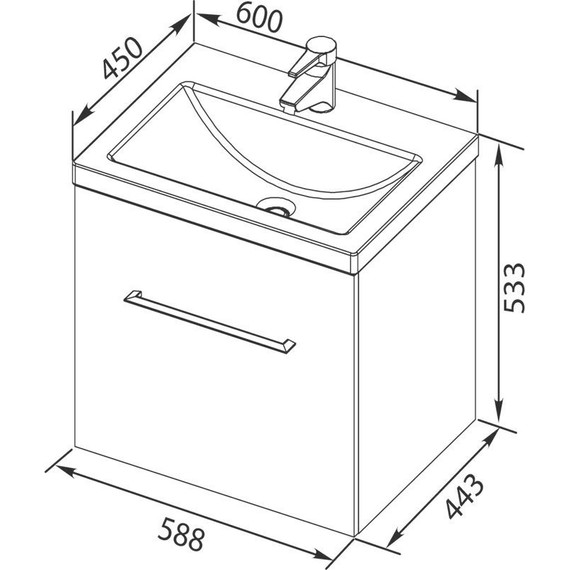 Тумба подвесная с раковиной Aquanet Порто 60 см 195730, белый - фото 13