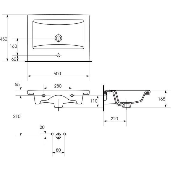 Тумба подвесная с раковиной Aquanet Порто 60 см 195730, белый - фото 14