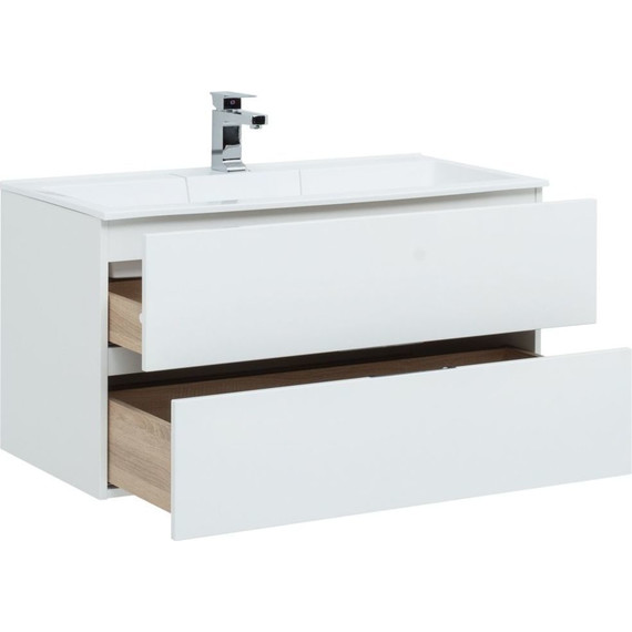 Тумба подвесная с раковиной Aquanet Алвита 100 см 235341, белый - фото 6