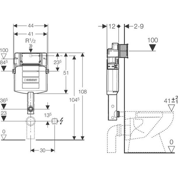 Смывной бачок скрытого монтажа Geberit Sigma 12 UP320 109.300.00.5 - фото 2