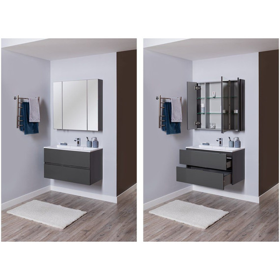 Зеркало-шкаф Aquanet Алвита 90 см 240110, серый антрацит - фото, картинка 8 Зеркало-шкаф Aquanet Алвита 90 см 240110, серый антрацит - фото 8