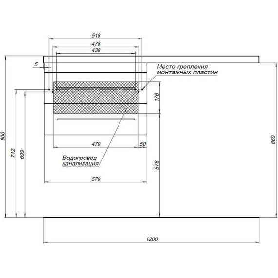 Тумба подвесная с раковиной-столешницей Aquanet Верона 120 см 176667 L, белый - фото 17