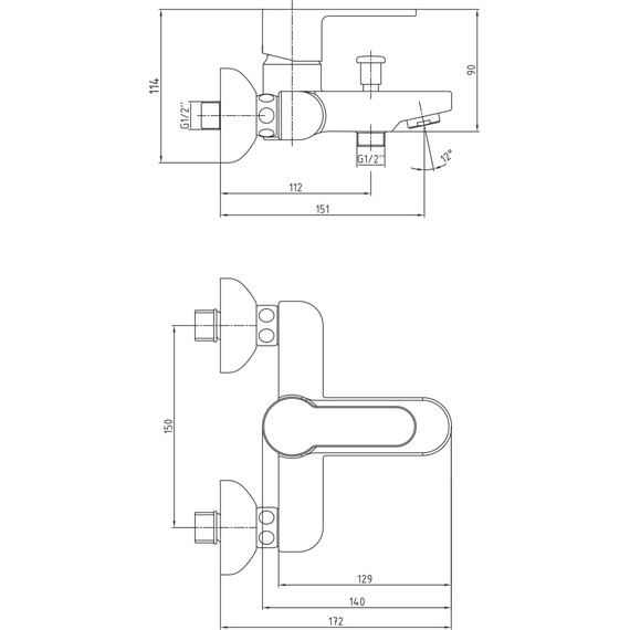 Смеситель для ванны E.C.A. Nita 102102475EX - фото, картинка 6 Смеситель для ванны E.C.A. Nita 102102475EX - фото 6