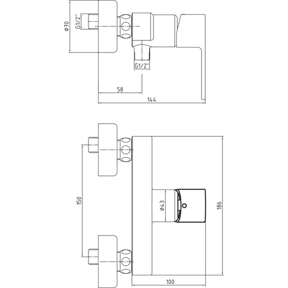 Смеситель для душа E.C.A. Nita 102154026EX - фото 6