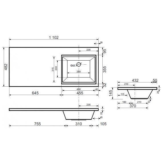 Тумба подвесная с раковиной-столешницей Aquanet Токио 110 см 236915 R, белый - фото, картинка 17 Тумба подвесная с раковиной-столешницей Aquanet Токио 110 см 236915 R, белый - фото 17