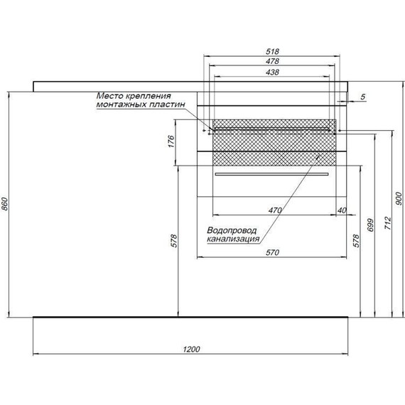 Тумба подвесная с раковиной-столешницей Aquanet Нота 120 см 171483 R, белый - фото 17
