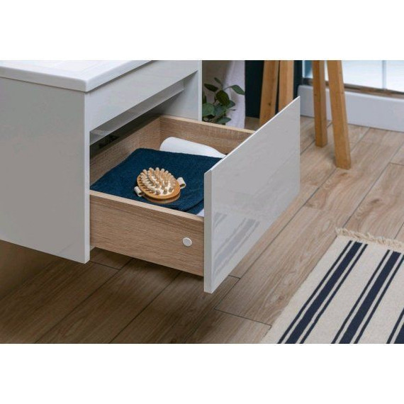 Тумба подвесная с раковиной-столешницей Aquanet Токио 110 см 236915 L, белый - фото 14