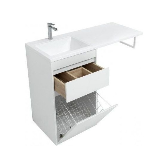 Тумба напольная с раковиной-столешницей Aquanet Токио 110 см 239289 L, белый - фото 12