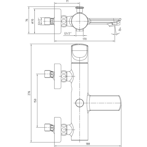 Смеситель для ванны E.C.A. Myra 104502470EX, черный - фото 5