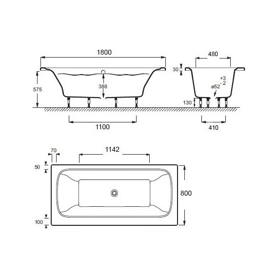 Ванна акриловая Jacob Delafon Elite 180х80 см E6D032RU-00 с ножками, Размер - мм: 1800х800 - фото, картинка 4 Ванна акриловая Jacob Delafon Elite 180х80 см E6D032RU-00 с ножками, Размер - мм: 1800х800 - фото 4