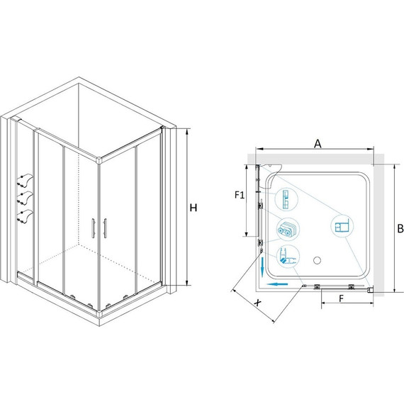 Душевое ограждение RGW HO-43 80х110 см 03064381-11 (стекло 8 мм), хром/прозрачное - фото 3
