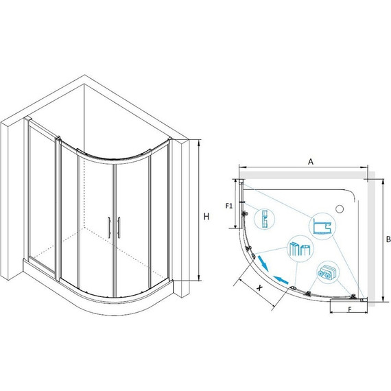 Душевое ограждение RGW HO-61 100х130 см 03066113-11 (стекло 8 мм), хром/прозрачное - фото 3