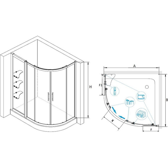 Душевое ограждение RGW HO-62 90х120 см 03066292-11 (стекло 8 мм), хром/прозрачное - фото 3