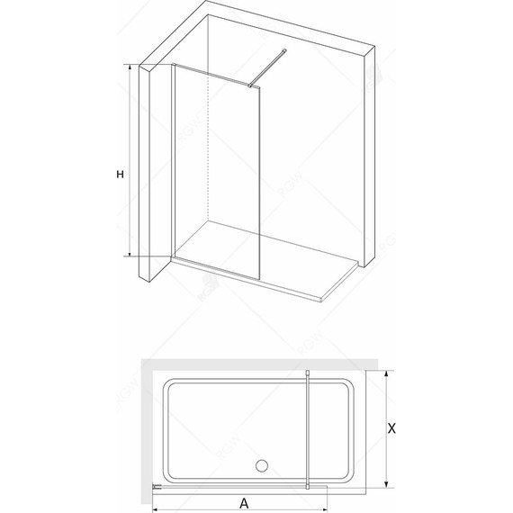 Душевая перегородка RGW WA-031B 90х195 см 35103109-14 (стекло 8 мм) с кронштейном в комплекте, черный/прозрачное - фото 2