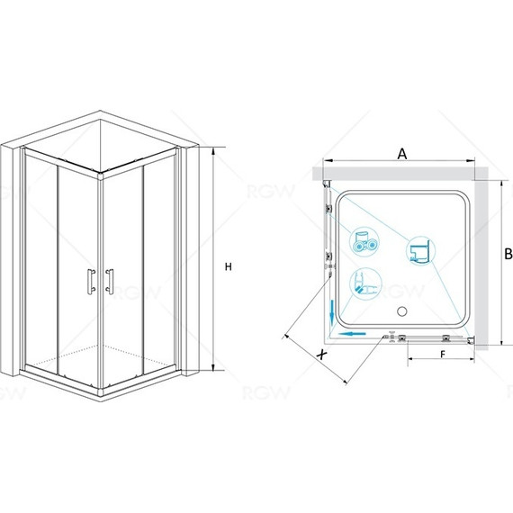 Душевое ограждение RGW PA-31 90х90 см 02083199-11, хром/прозрачное - фото, картинка 3 Душевое ограждение RGW PA-31 90х90 см 02083199-11, хром/прозрачное - фото 3