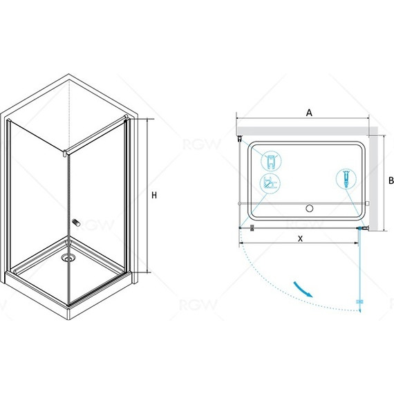 Душевое ограждение RGW PA-33 100х100 см 04083300-11, хром/прозрачное - фото 3