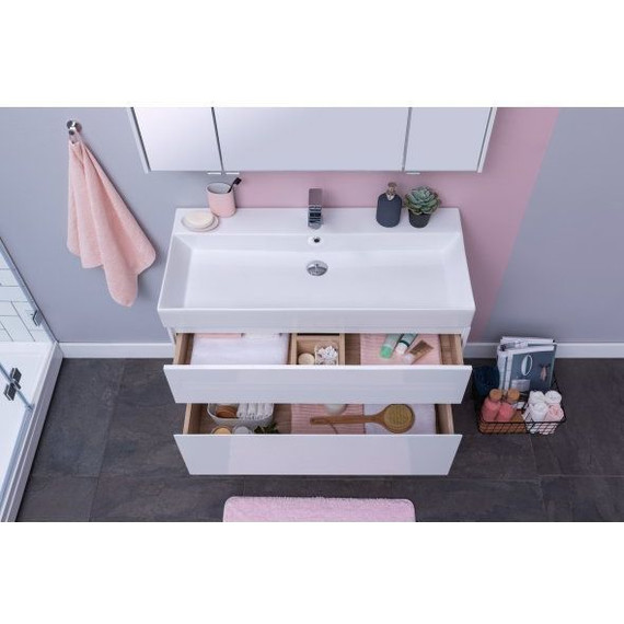 Тумба подвесная с раковиной Aquanet Бруклин 100 см 203961, белый - фото 9