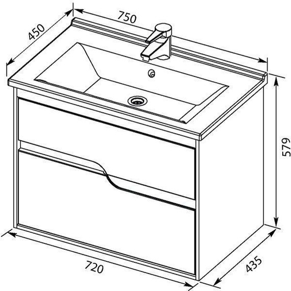Тумба подвесная с раковиной Aquanet Модена 75 см 198486, белый - фото, картинка 8 Тумба подвесная с раковиной Aquanet Модена 75 см 198486, белый - фото 8