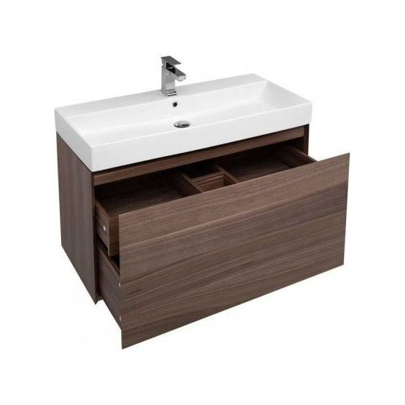 Тумба подвесная с раковиной Aquanet Нью-Йорк 100 см 203949, орех - фото 6