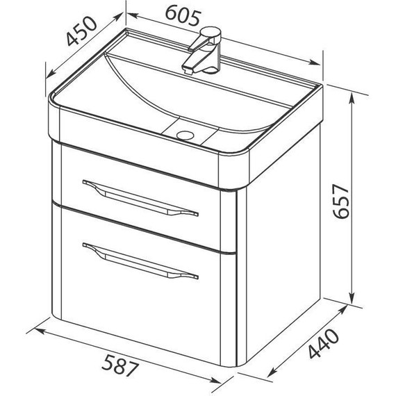 Тумба подвесная с раковиной Aquanet Виченца 60 см 196252, белый - фото, картинка 11 Тумба подвесная с раковиной Aquanet Виченца 60 см 196252, белый - фото 11