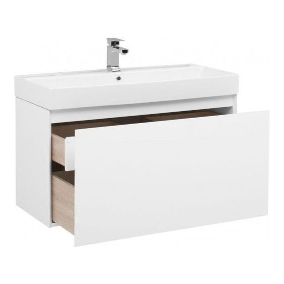 Тумба подвесная с раковиной Aquanet Йорк 100 см 202091, белый - фото 4