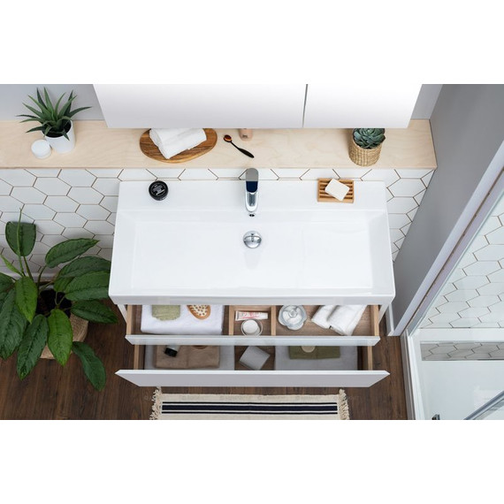 Тумба подвесная с раковиной Aquanet Йорк 100 см 202091, белый - фото 6