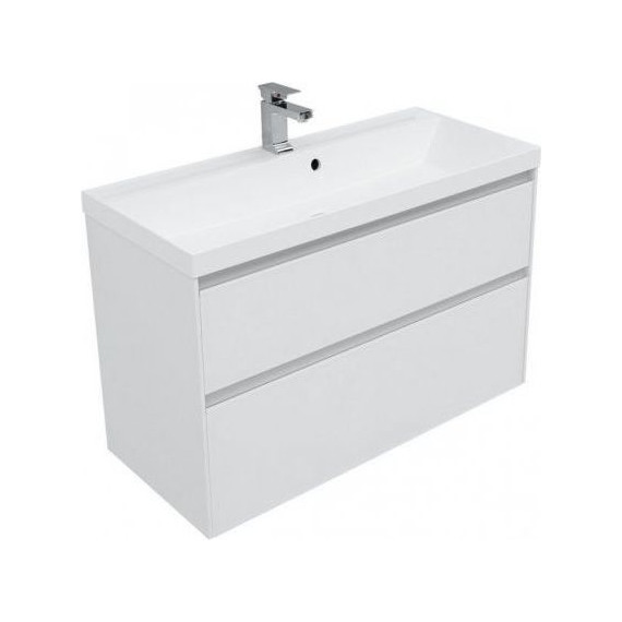 Тумба подвесная с раковиной Aquanet Гласс 100 см 235664, белый - фото 5