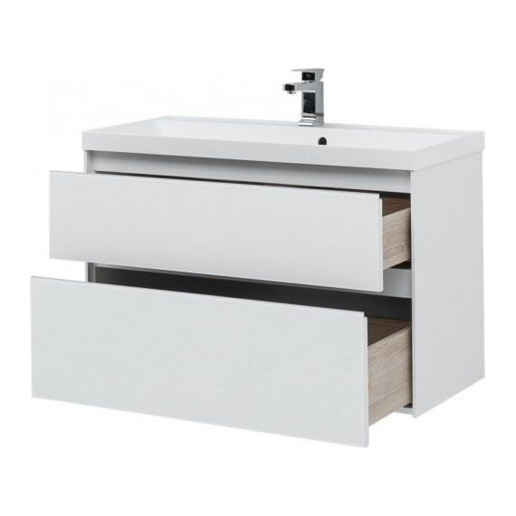 Тумба подвесная с раковиной Aquanet Гласс 100 см 235664, белый - фото 7