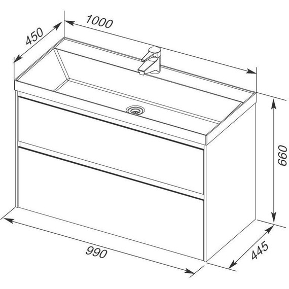 Тумба подвесная с раковиной Aquanet Гласс 100 см 235664, белый - фото 9