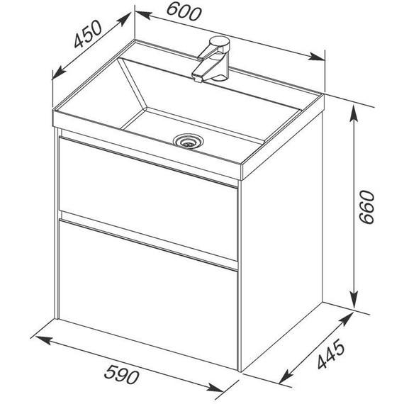 Тумба подвесная с раковиной Aquanet Гласс 60 см 196961, белый - фото, картинка 17 Тумба подвесная с раковиной Aquanet Гласс 60 см 196961, белый - фото 17