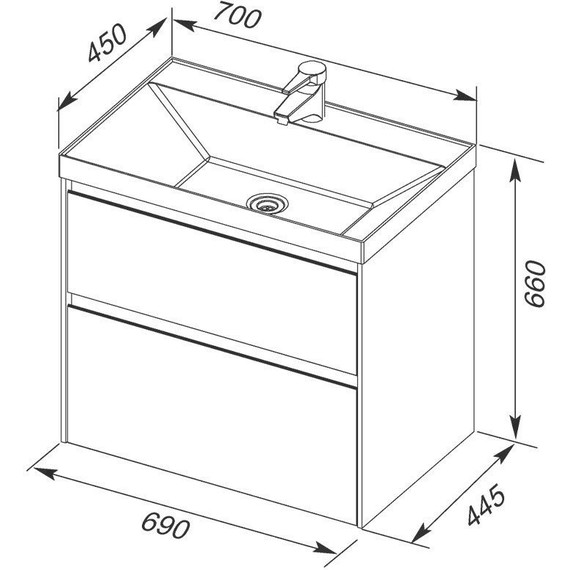 Тумба подвесная с раковиной Aquanet Гласс 70 см 206700, белый - фото 15