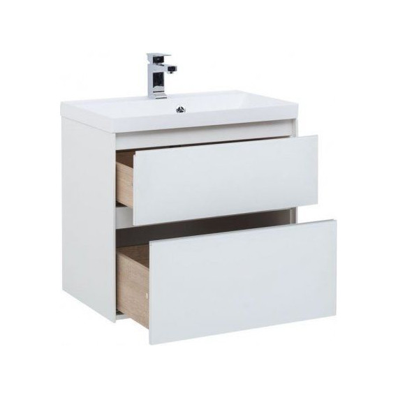 Тумба подвесная с раковиной Aquanet Гласс 70 см 206700, белый - фото 2