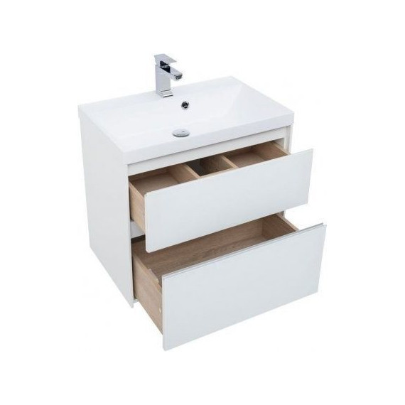 Тумба подвесная с раковиной Aquanet Гласс 70 см 206700, белый - фото 4