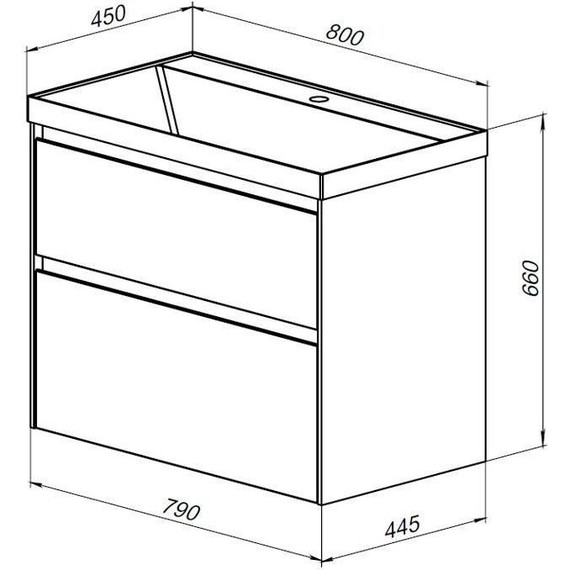 Тумба подвесная с раковиной Aquanet Гласс 80 см 238361, белый - фото 17
