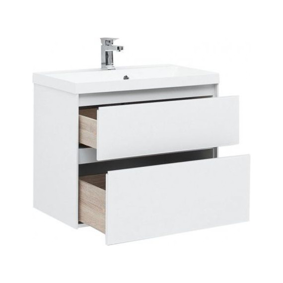 Тумба подвесная с раковиной Aquanet Гласс 80 см 238361, белый - фото 2