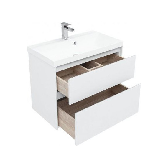 Тумба подвесная с раковиной Aquanet Гласс 80 см 238361, белый - фото 4