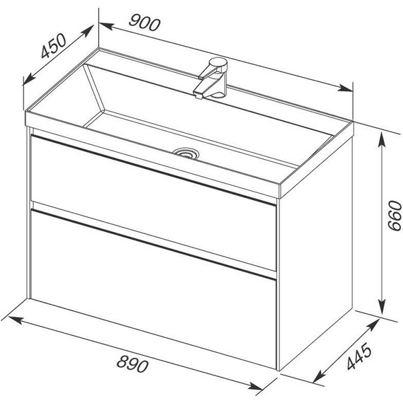 Тумба подвесная с раковиной Aquanet Гласс 90 см 196960, белый - фото 11