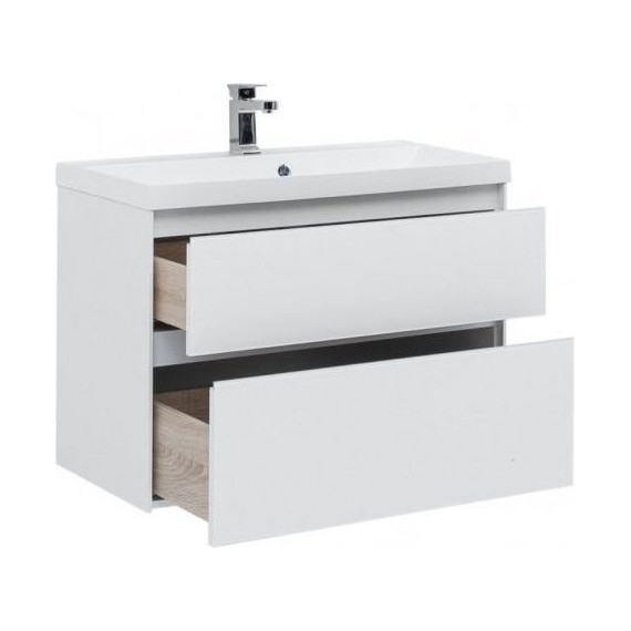 Тумба подвесная с раковиной Aquanet Гласс 90 см 196960, белый - фото 2