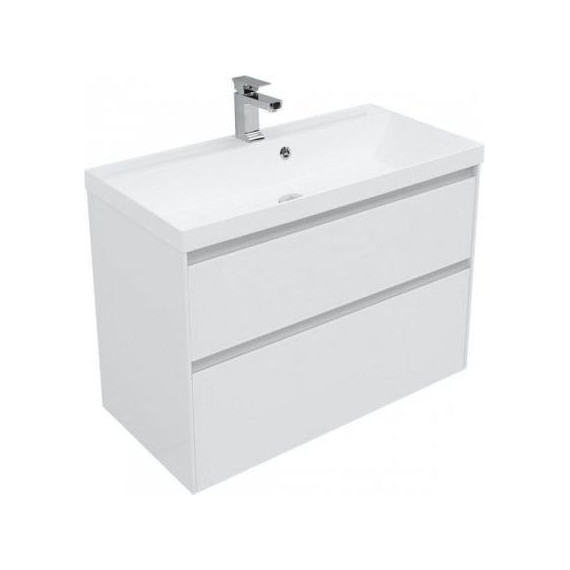 Тумба подвесная с раковиной Aquanet Гласс 90 см 196960, белый - фото 5