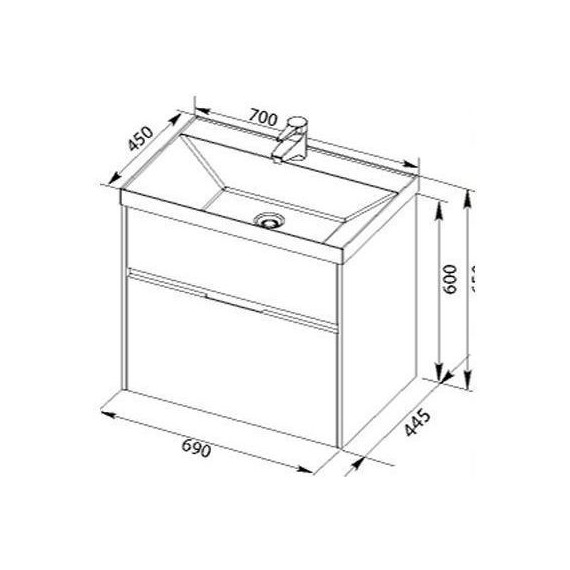 Тумба подвесная с раковиной Aquanet Латина 70 см 180032, белый - фото, картинка 7 Тумба подвесная с раковиной Aquanet Латина 70 см 180032, белый - фото 7
