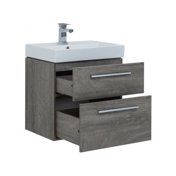 Тумба подвесная с раковиной Aquanet Nova 60 см 242278, дуб рошелье, Цвет фасада: дуб рошелье - фото 4