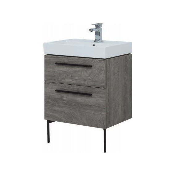 Тумба подвесная с раковиной Aquanet Nova 60 см 242278, дуб рошелье, Цвет фасада: дуб рошелье - фото 7