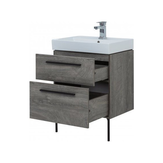 Тумба подвесная с раковиной Aquanet Nova 60 см 242278, дуб рошелье, Цвет фасада: дуб рошелье - фото 8