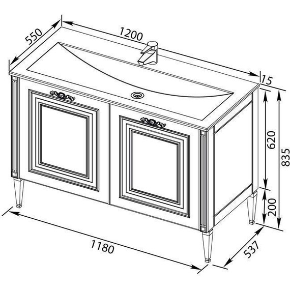 Тумба напольная с раковиной Aquanet Паола 120 см 181763, белый/серебро - фото, картинка 7 Тумба напольная с раковиной Aquanet Паола 120 см 181763, белый/серебро - фото 7